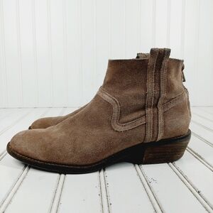 Dolce Vita Brown Suede Leather Back Zip Block Heel Ankle Boots H1022